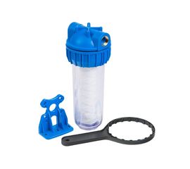Фильтр магистральный (колба) 10", CFC-10K, резьба 3/4", с картриджем SC-10W нить (5мкм) UNIPUMP